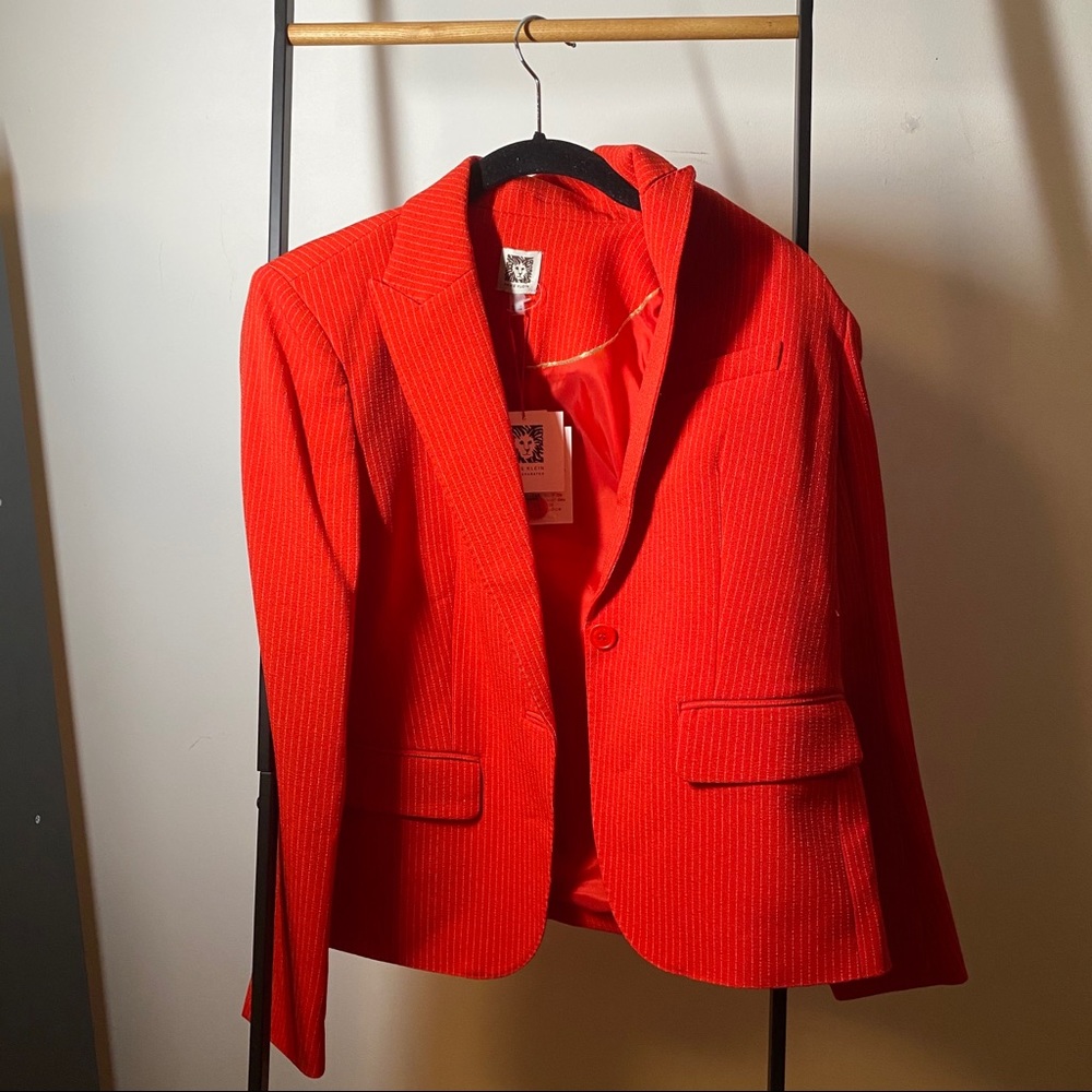 NWT Anne Klein Blazer Poppy/Anne White